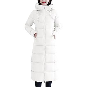 Жіноча вітрозахисна пухова куртка з капюшоном Довга зимова стьобана - Фото 1