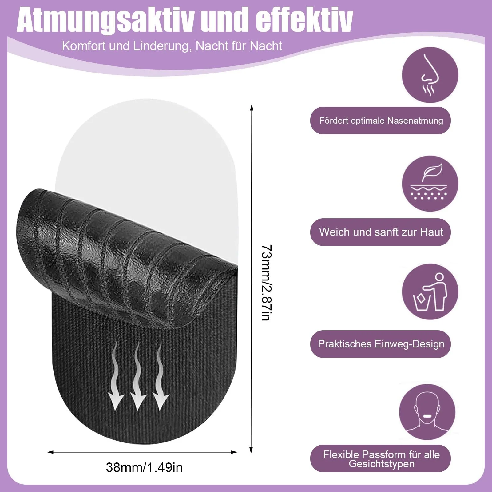 Смужки для рота для сну 90 шт, пластирі для рота для сну на ніч, сприяють диханню носом, фото №2