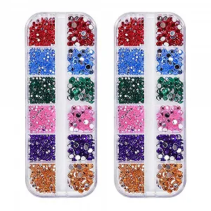 Стразы для ногтей круглые разных размеров, 2 шт, блестящие - Фото 1