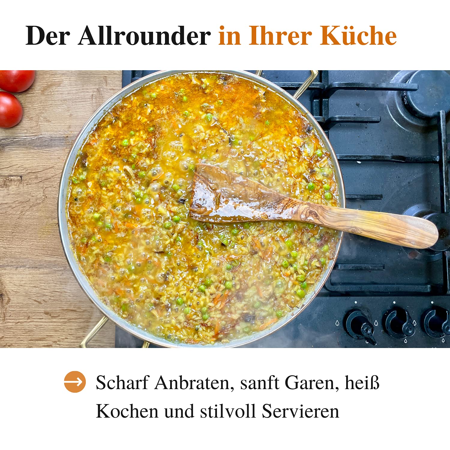 Сковорода CopperGarden® паэлья 35 см медь / нержавеющая сталь, фото №6