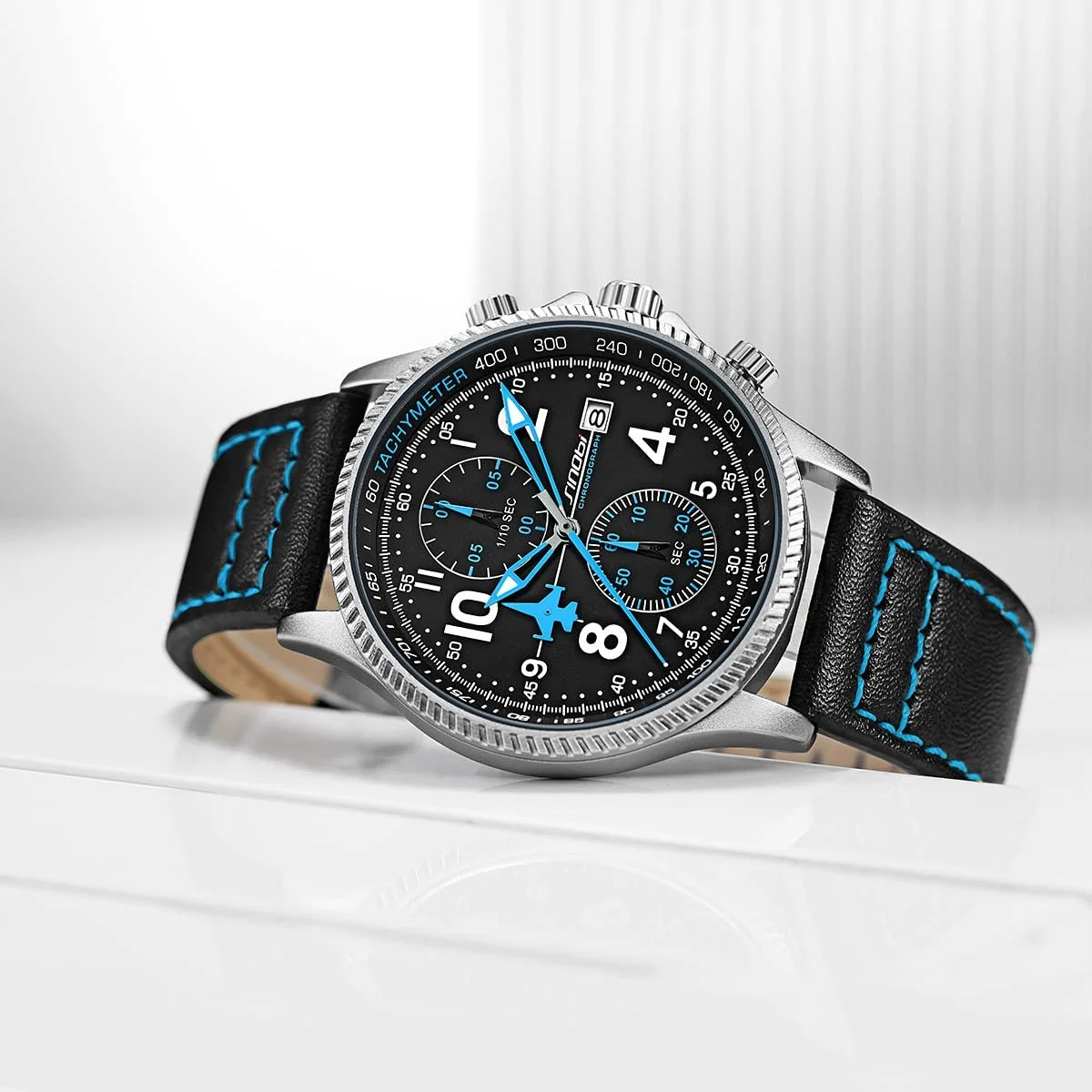 Мужские спортивные часы SHENGKE Sinobi Chronograph Multifunctional с календарем, датой, водонепроницаемые, фото №4 Мужские спортивные часы SHENGKE Sinobi Chronograph Multifunctional с календарем, датой, водонепроницаемые, фото №4