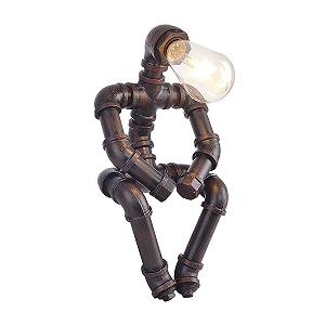 Настільна лампа Water Pipe Robot Style у вінтажному індустріальному стилі Steampunk, залізо, колір іржі B - Фото 1