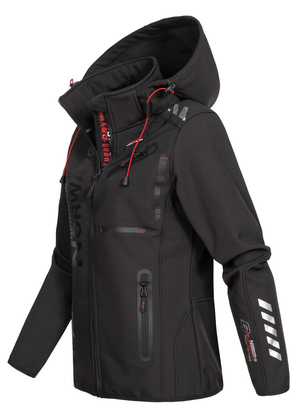 Софтшелл куртка с капюшоном Geographical Norway Женская Ветрозащитная для активного отдыха Осенняя Весенняя, фото №4