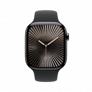 Смарт-годинник Apple Series 10 (GPS + Cellular, 46 мм) Титановий корпус, грифельний, чорний спортивний ремінець (S/M) synthetic.ua - Фото 1
