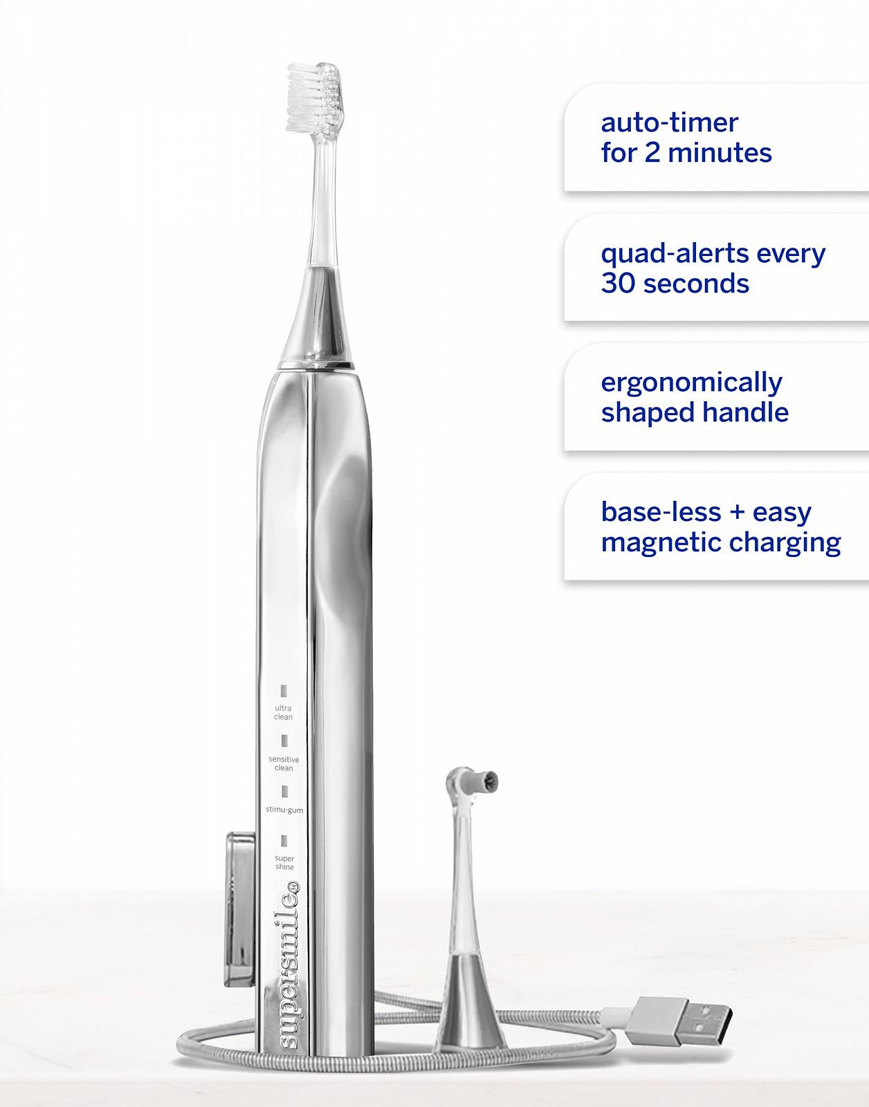 Електрична звукова зубна щітка Supersmile Zina45 Срібляста, фото №3
