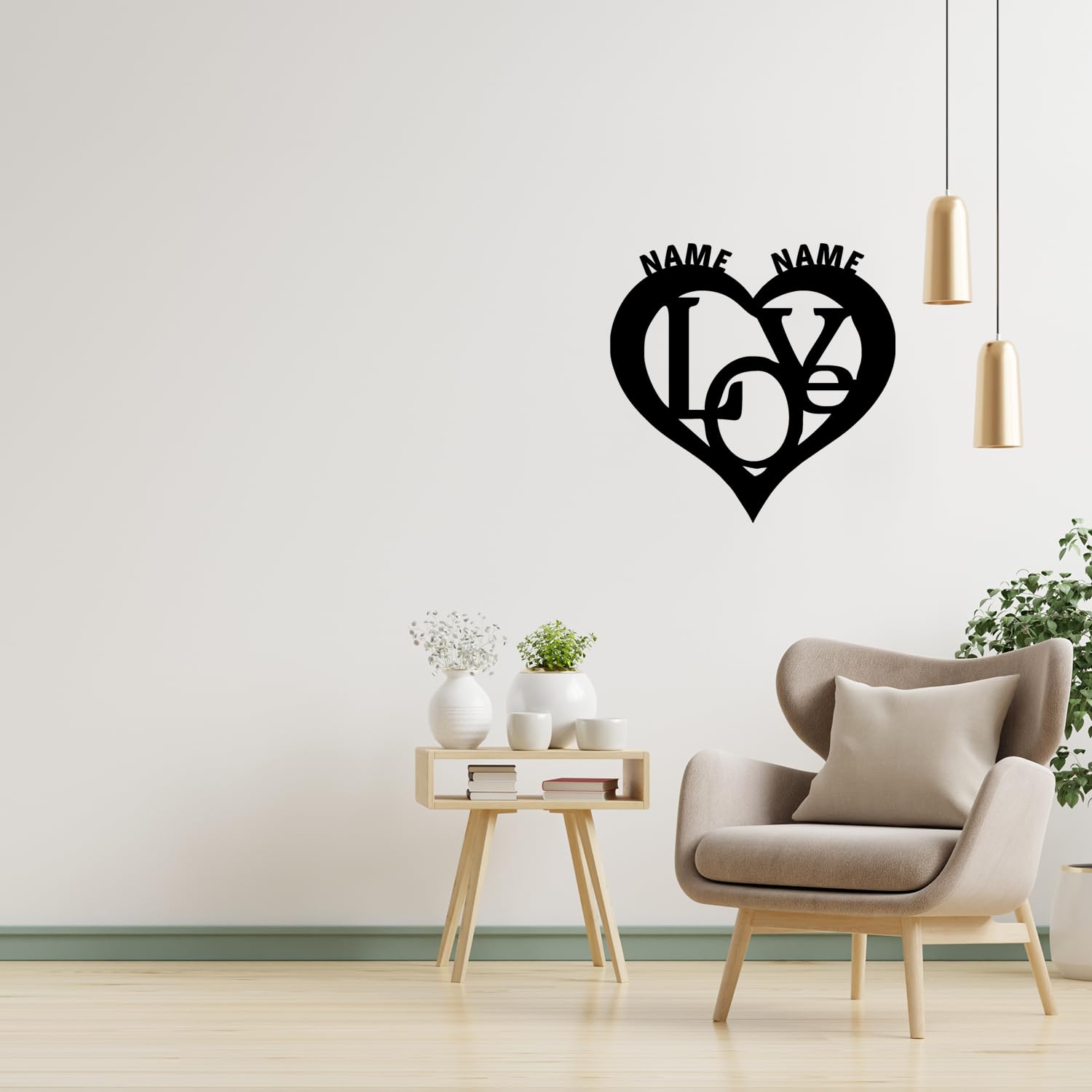 Светильник декоративный Лампа ночная LED Love Heart с персонализацией с именем, фото №3