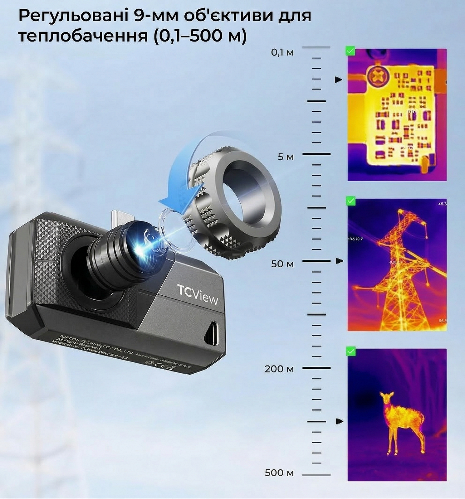 Тепловізійна камера TOPDON TS001 256 x 192 40mk 25Hz Чорна, фото №3 Тепловізійна камера TOPDON TS001 256 x 192 40mk 25Hz Чорна, фото №3