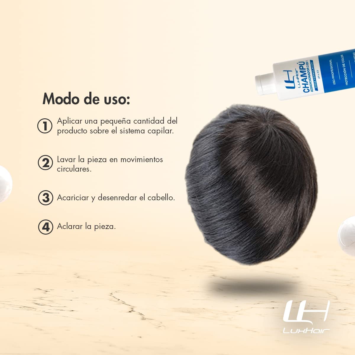 Шампунь LuxHair Живильний Захист кольору для натурального та синтетичного волосся коричневий та темний 250 мл, фото №7