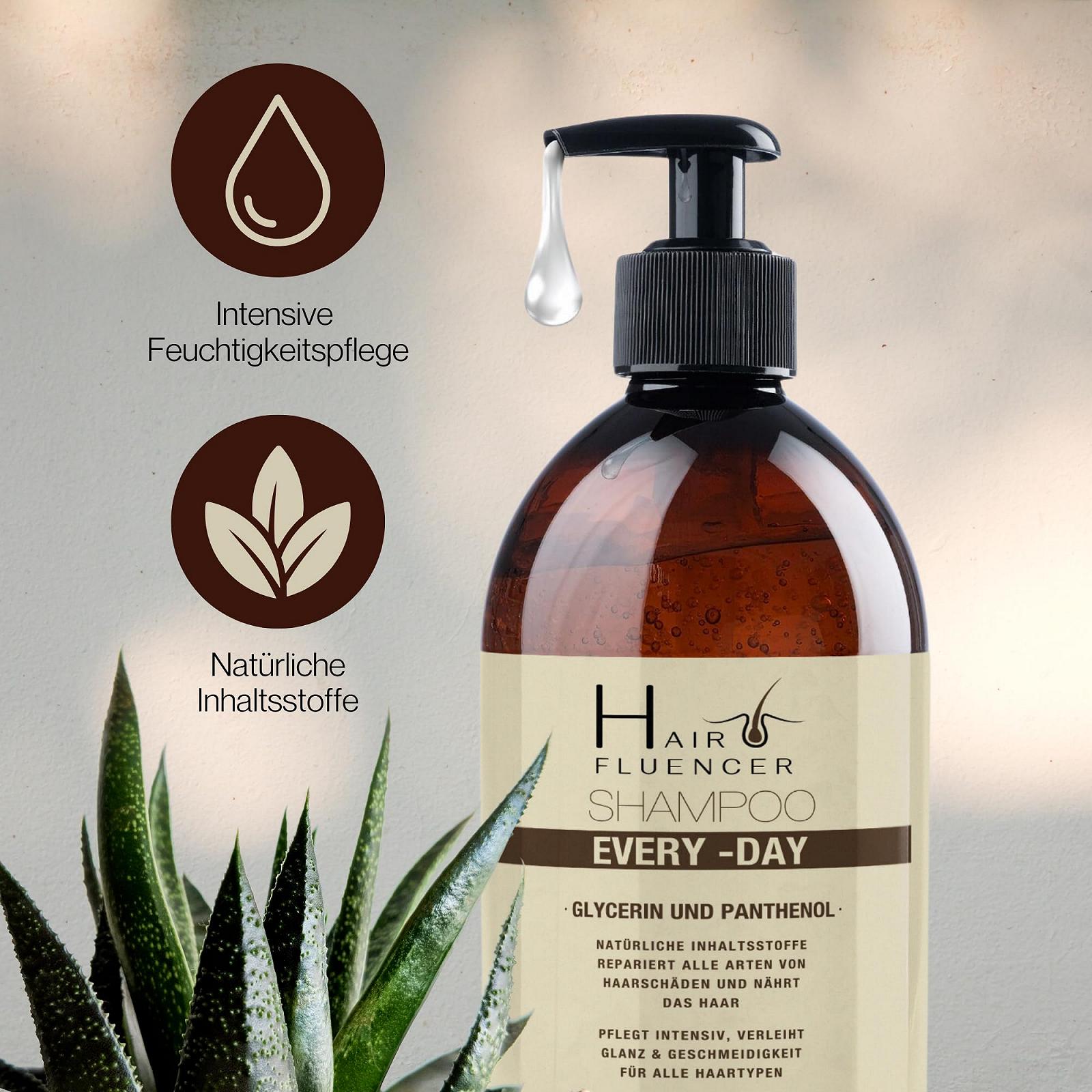 Шампунь Hairfluencer Everyday для ежедневного использования, с натуральными ингредиентами, восстанавливающий все типы повреждений волос, pH 5.5, с пантенолом и глицерином, фото №3
