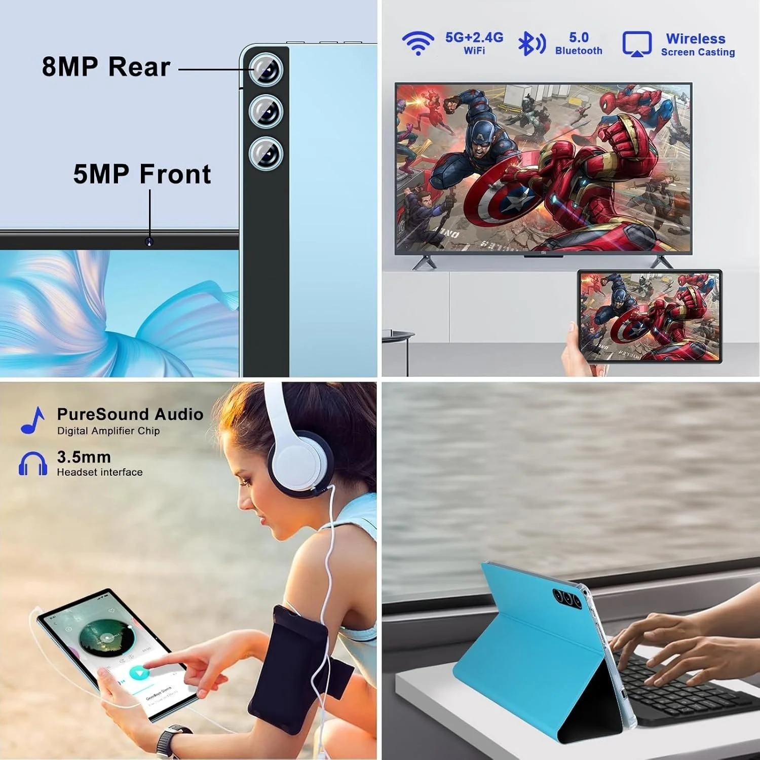 Планшет Ziovo Z118 10.1" (6+16)/128 ГБ 8-ядер 8000 мА·ч Android 14 Чорно-блакитний, фото №9