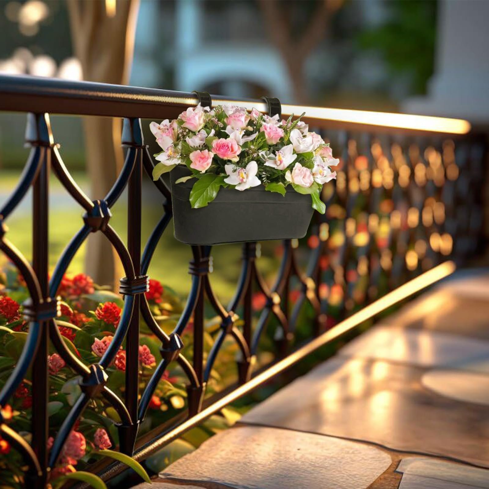 Набір підвісних квіткових горщиків (4 шт.) Метал З дренажним отвором та знімним гачком Чорний, фото №6 Набір підвісних квіткових горщиків (4 шт.) Метал З дренажним отвором та знімним гачком Чорний, фото №6