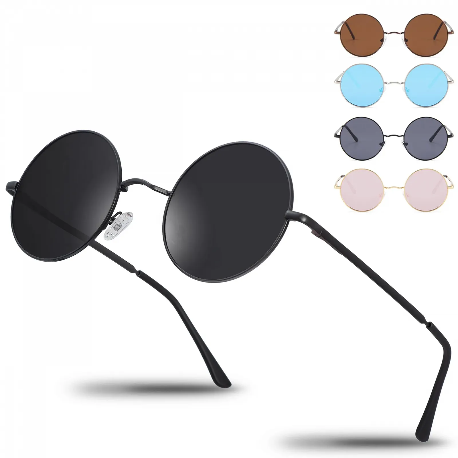 Сонцезахисні окуляри Круглі Netrox Вінтажні 70-х Металева оправа з дзеркальним склом, фото №1