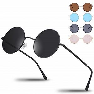 Сонцезахисні окуляри Круглі Netrox Вінтажні 70-х Металева оправа з дзеркальним склом - Фото 1