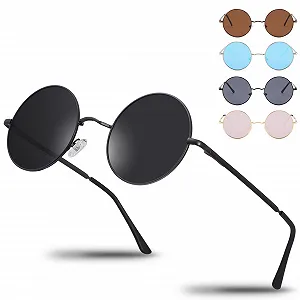 Солнцезащитные очки Круглые Netrox Винтажные 70-х Металлическая оправа с зеркальным стеклом - Фото 1