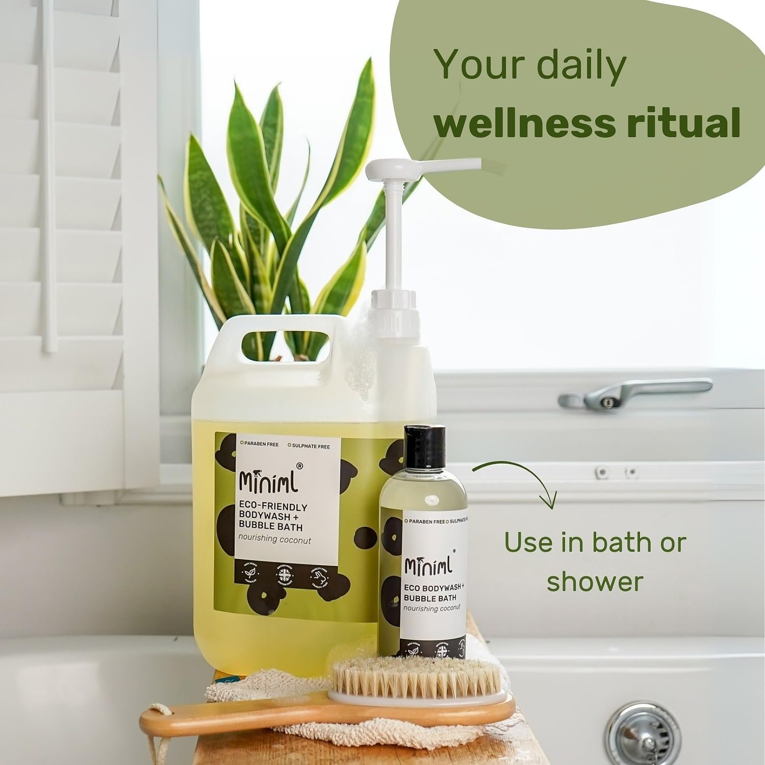 Гель для тіла та піна для ванни Miniml зволожувальний кокос та алое вера, 5 л, фото №4 Гель для тіла та піна для ванни Miniml зволожувальний кокос та алое вера, 5 л, фото №4