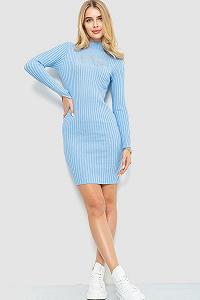 Платье вязаное в рубчик цвет голубой 204R173 - Фото 1