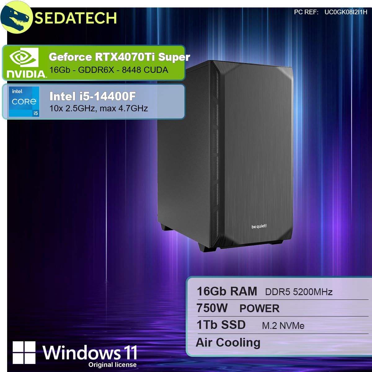 Компʼютер Sedatech Silent Gaming i5-14400F RTX4070Ti Super 16GB DDR5 1TB SSD M.2 Windows 11, фото №2