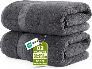 Набір рушників  Utopia Towels 80 x 200 см 100% бавовна з петлею 2 шт. XXL Сірий - Фото 1
