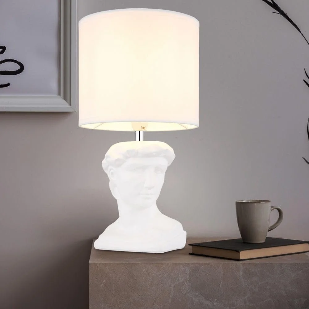 Настольная лампа GLOBO LIGHTING Caesar Статуя Керамика Текстиль E14 17.5 x 33 см Белый, фото №3