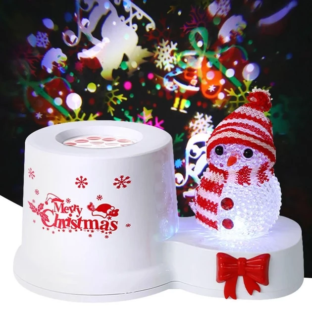 Ночник проектор снеговик на подставке 3Вт светодиодный от USB 185x115x95мм White/Red, фото №5