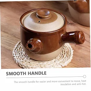 Горшок глиняный SOLUSTRE для китайской медицины небольшой полуглянцевый жаростойкий с гладкой ручкой для открытого огня и газовых плит synthetic.ua - Фото 1