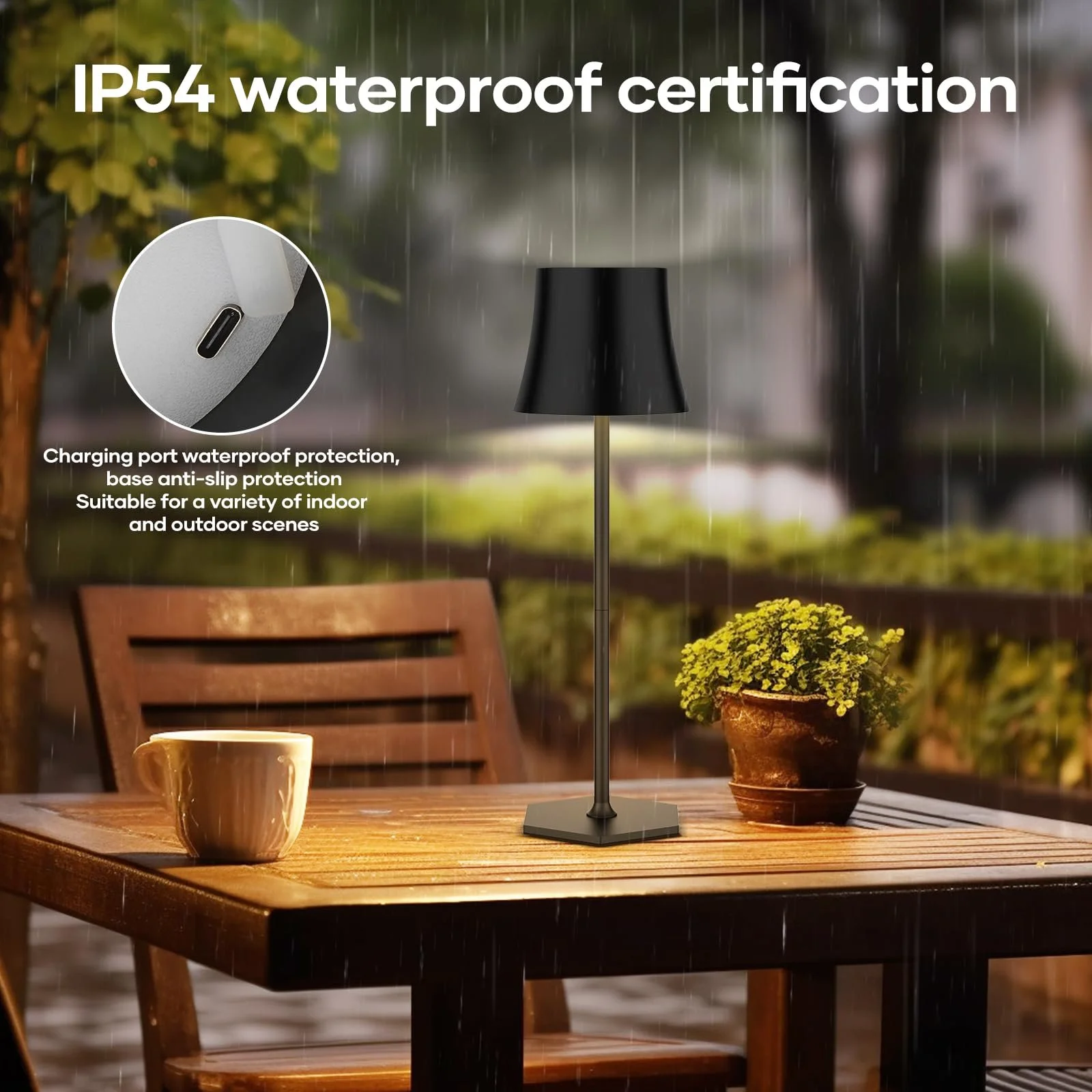 Настільна лампа LED бездротова сенсорна IP54 5000 мАг Набір з 2 шт. USB, фото №6