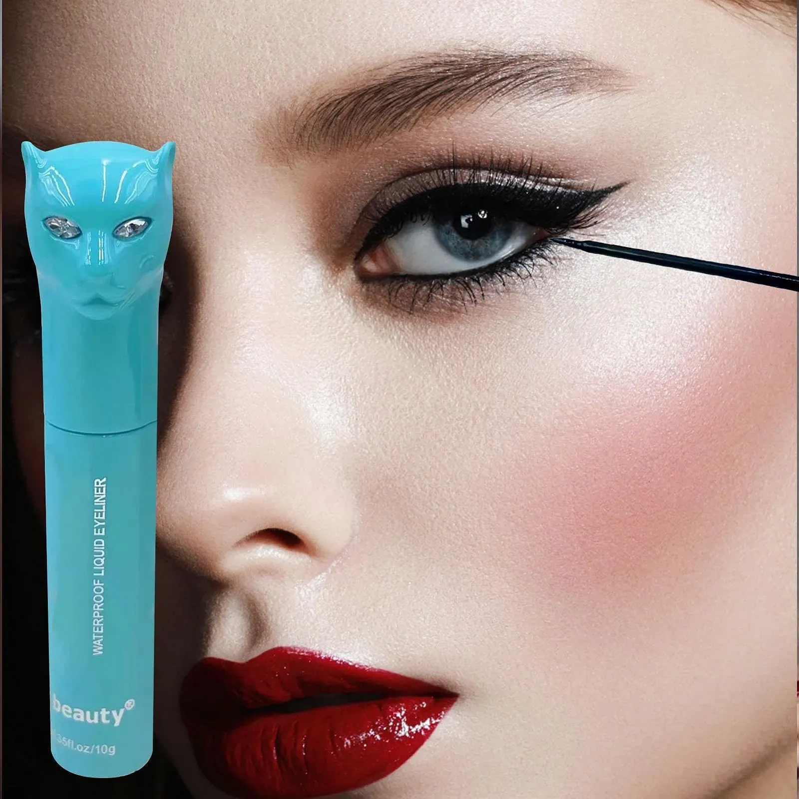 Подводка для глаз Жидкая Cute Leopard, водостойкая, долговечный, профессиональный, черный, фото №3