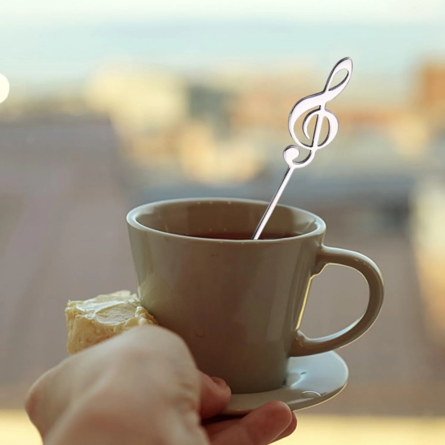 Ложка кавова з музичними нотами з нержавіючої сталі, набір 5 штук, фото №5
