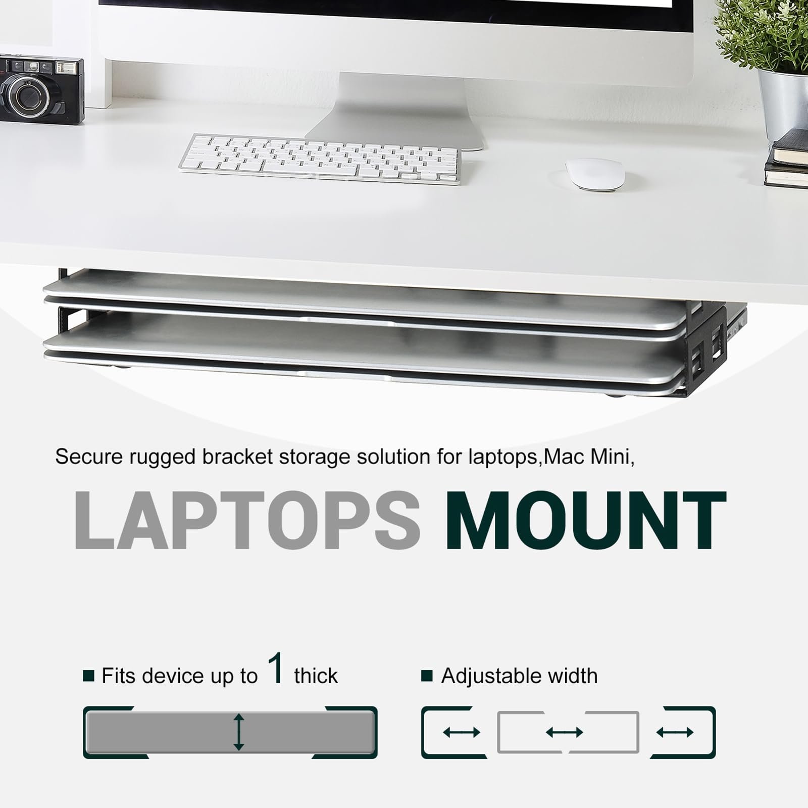 Кріплення для ноутбука під стіл 3 шт. Органайзер для економії місця для ноутбуків, планшетів, клавіатур тощо. Використовується під столом, фото №7