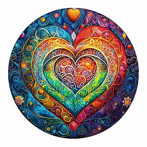 Дерев'яний пазл SECOGM Серце мандала 100 елементів 21,5 x 21,5 см нерегулярної форми Подарункова коробка - Фото 1