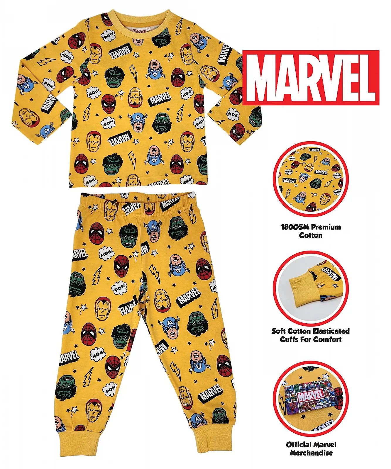 Піжама Marvel Spiderman Hulk Iron Man & Captain America З довгими рукавами, фото №2