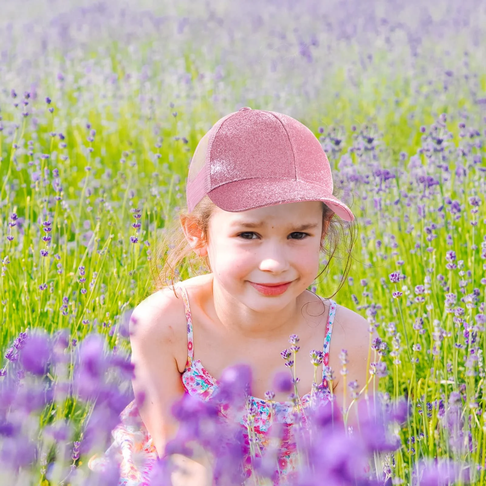 Бейсболка блестящая с отверстием для хвоста регулируемая для девочек, фото №5