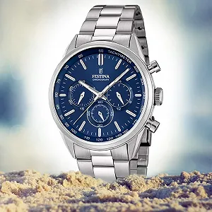 Мужские часы Хронограф FESTINA Timeless D1UF16820/2 Кварцевые часы Серебристый, нержавеющая сталь synthetic.ua - Фото 1