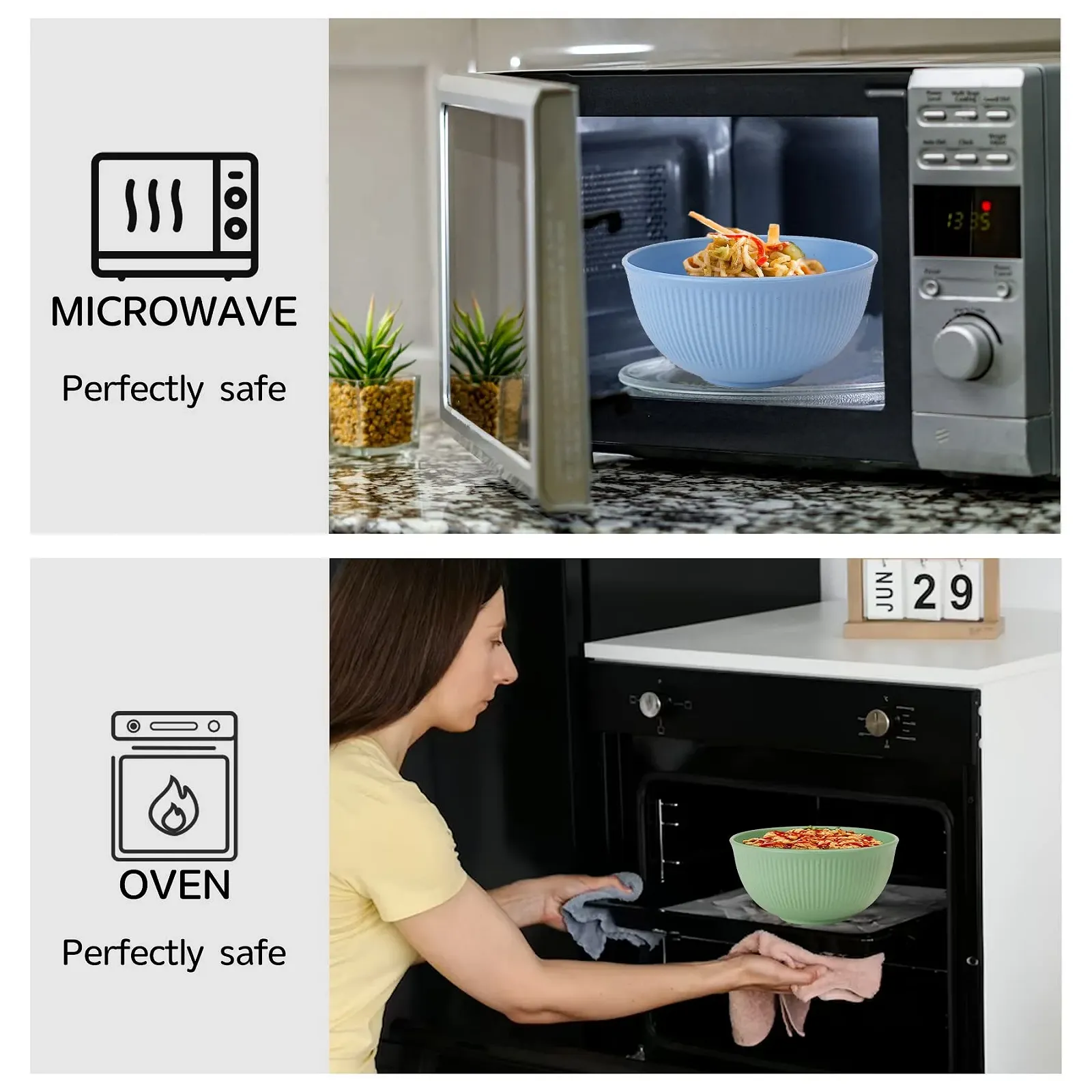 Миска CSYY 750 мл, набор 4 шт, пластиковая, небьющаяся посуда, с ложкой, фото №3