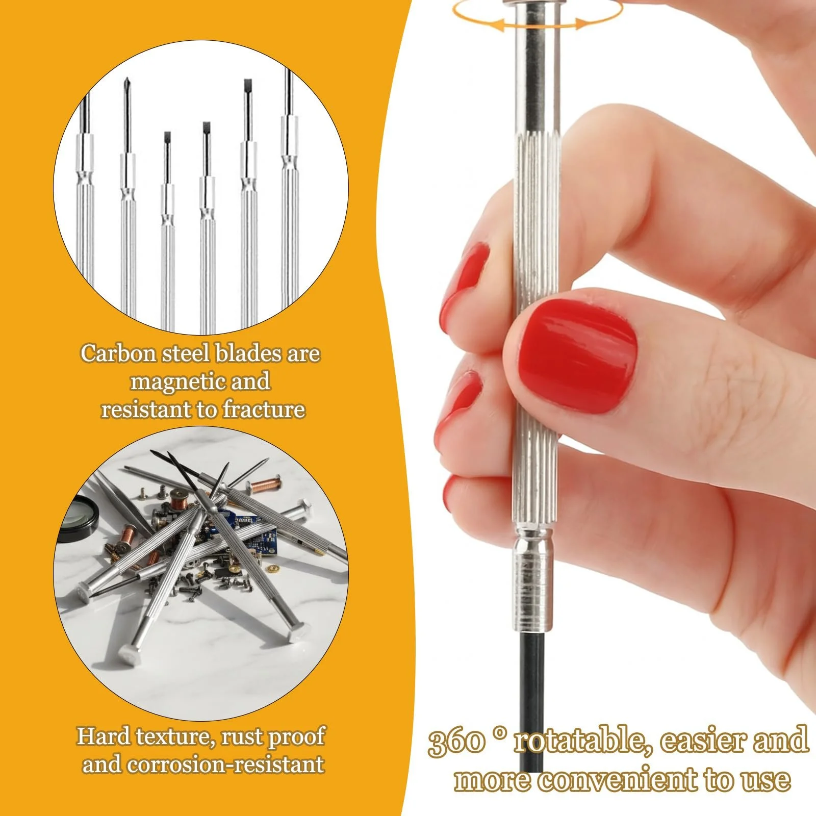 Набір прецизійних викруток 17 предметів 11 чорних + 6 жовтих, фото №7