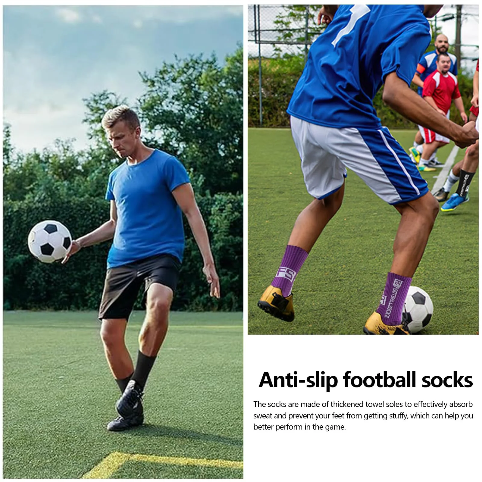 Футбольные спортивные носки, Футбольные нескользящие спортивные носки, Носки с захватом, Нескользящие спортивные носки, Для футбола, баскетбола, бега, фото №5