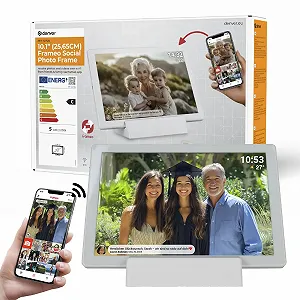 Цифровая Wi-Fi фоторамка Denver PFF-1070B 10.1 дюйма с аккумулятором HD IPS Touch 16GB Белая - Фото 1