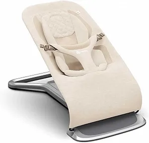 Детский шезлонг Ergobaby 3-в-1 Evolve Bouncer с рождения до малышей качели с вкладышем для новорожденных Кремовой synthetic.ua - Фото 1