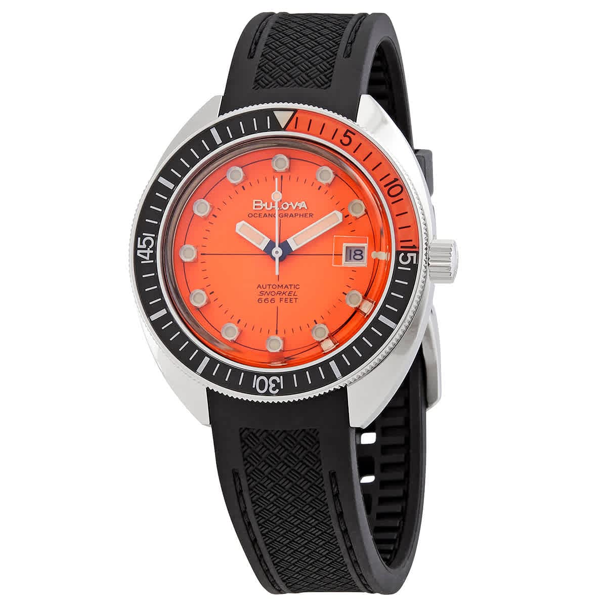Часы Bulova Oceanographer 96B350 41мм Мужские резиновый ремешок Оранжевый Водонепроницаемый, фото №1