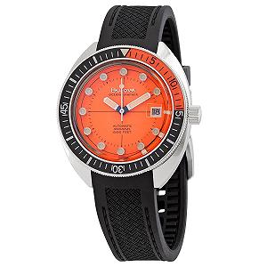 Часы Bulova Oceanographer 96B350 41мм Мужские резиновый ремешок Оранжевый Водонепроницаемый - Фото 1