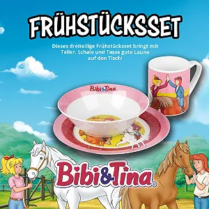 Набор детской посуды United Labels Bibi & Tina из 3 предметов, розово-красный, фарфоровый synthetic.ua - Фото 1
