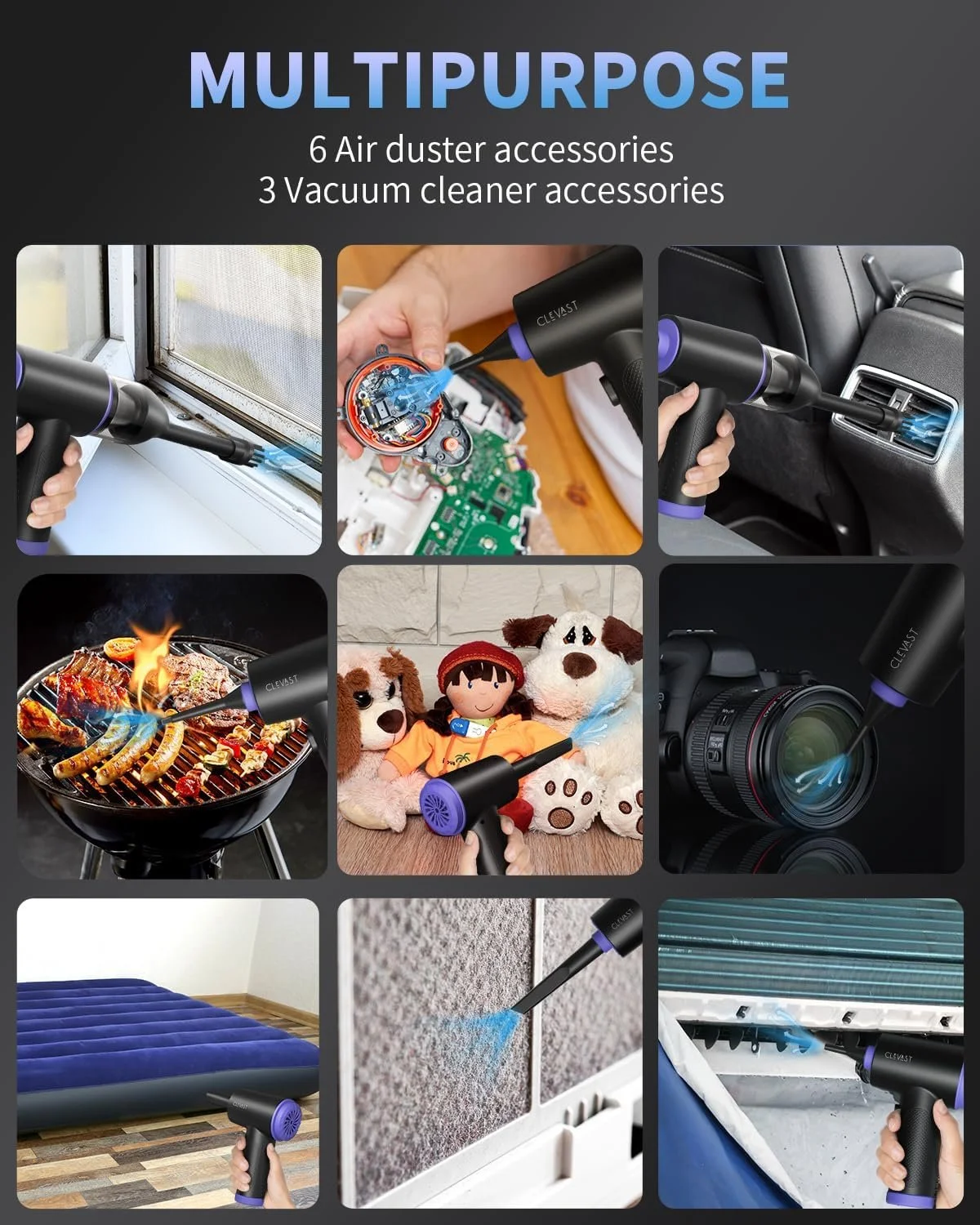 Электрический очиститель воздухом CLEVAST 3-скоростной 110000 rpm 7800 мАч, фото №6 Электрический очиститель воздухом CLEVAST 3-скоростной 110000 rpm 7800 мАч, фото №6