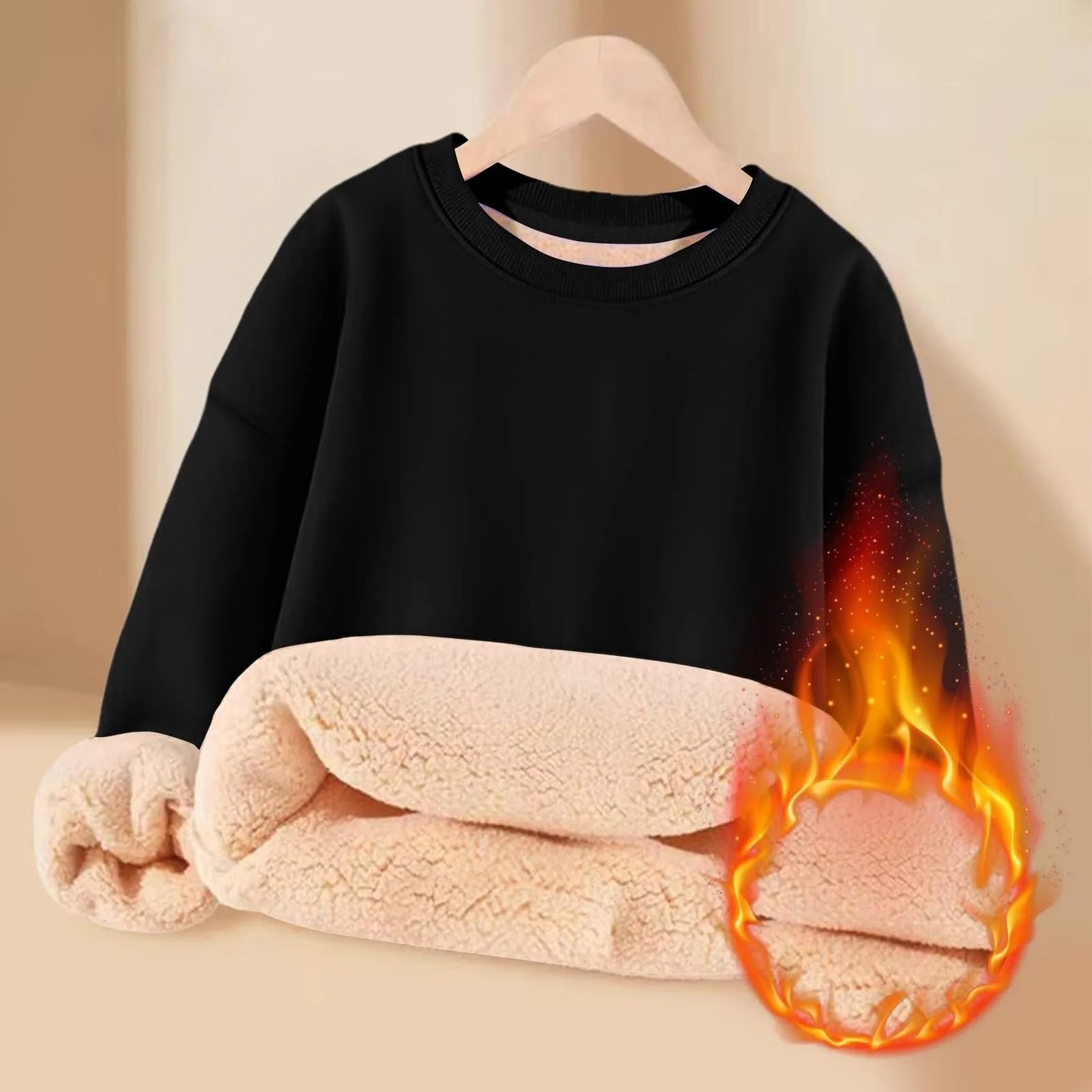 Світшот Generisch з флісовою підкладкою для дівчат, теплий, зимовий, з довгими рукавами, фото №4