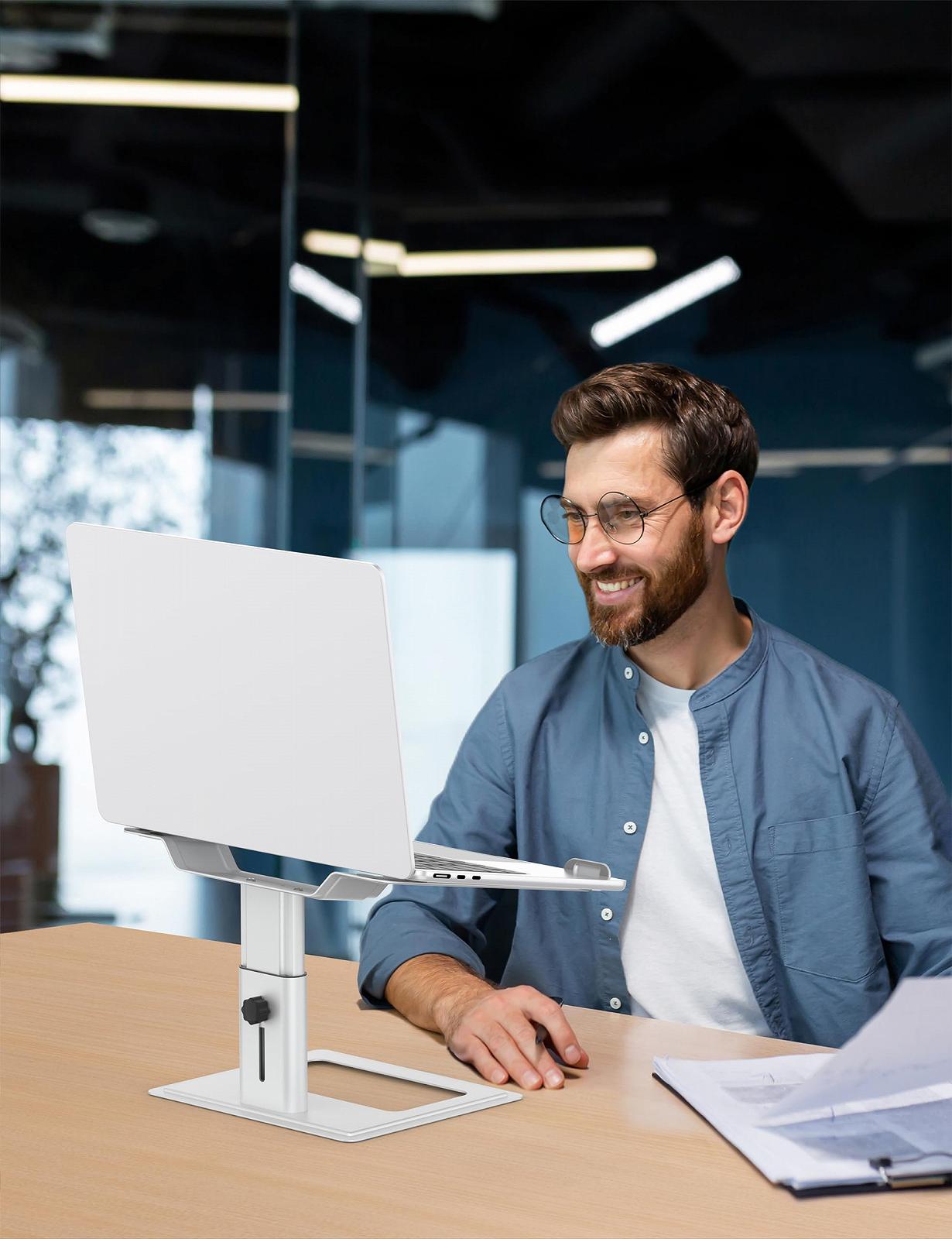 Подставка для ноутбука SOUNDANCE Регулируемая для стола, держатель для компьютера, эргономичная, совместима с ноутбуками от 10 до 17,3 дюймов, серебристая, фото №7