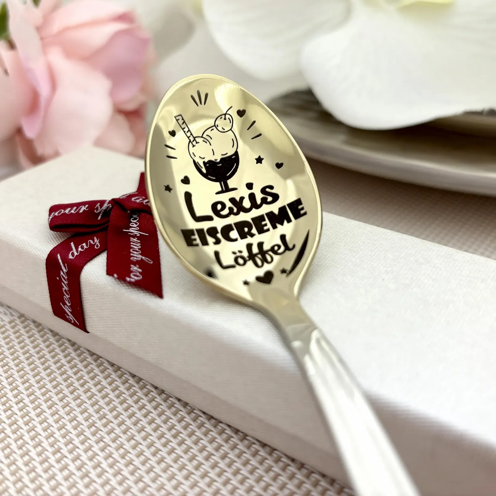 Персоналізована Ложка для Морозива Золота з Нержавіючої Сталі, фото №5