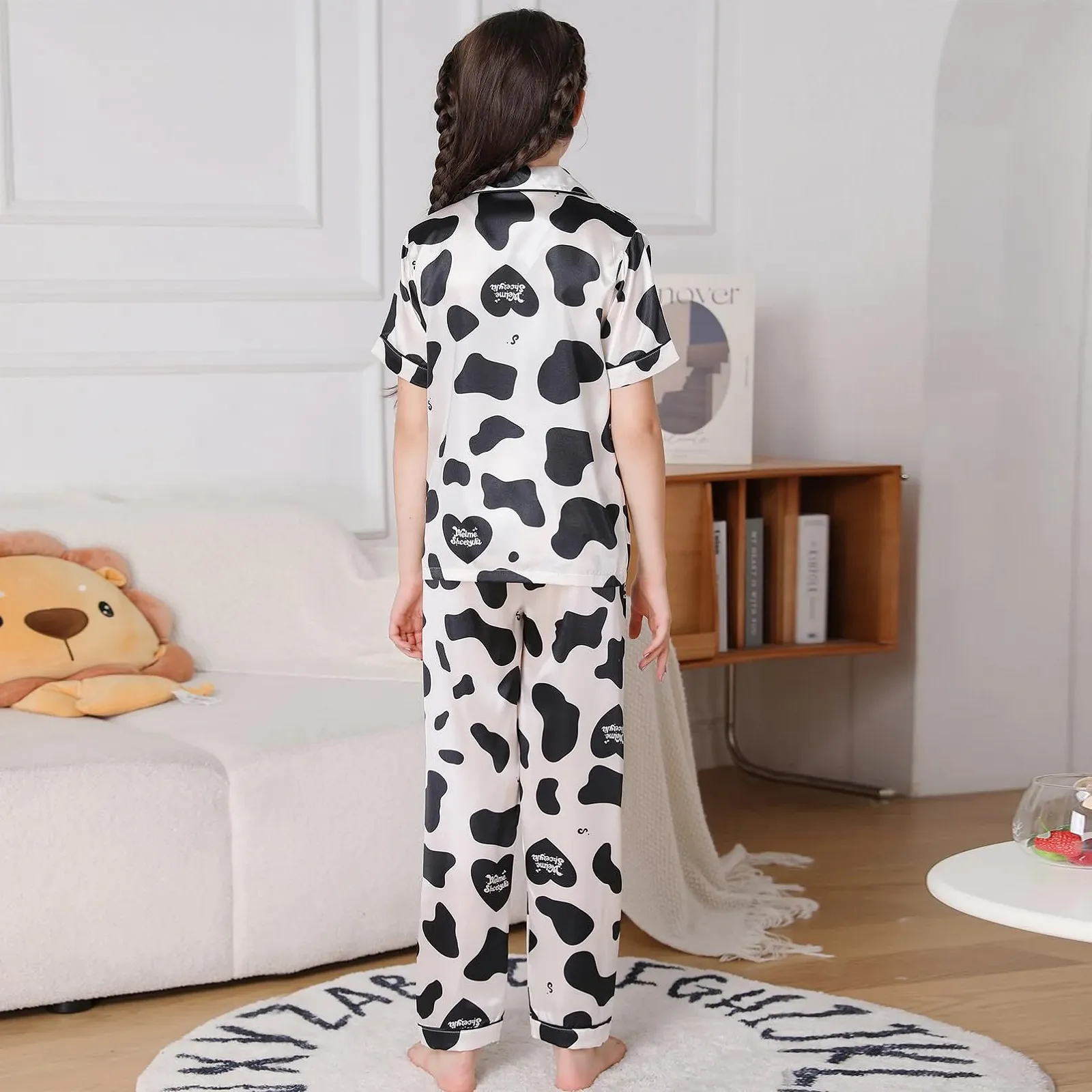 Комплект пижамный RuanMM из 3 предметов Мягкий атласный для девочек, фото №6 Комплект пижамный RuanMM из 3 предметов Мягкий атласный для девочек, фото №6