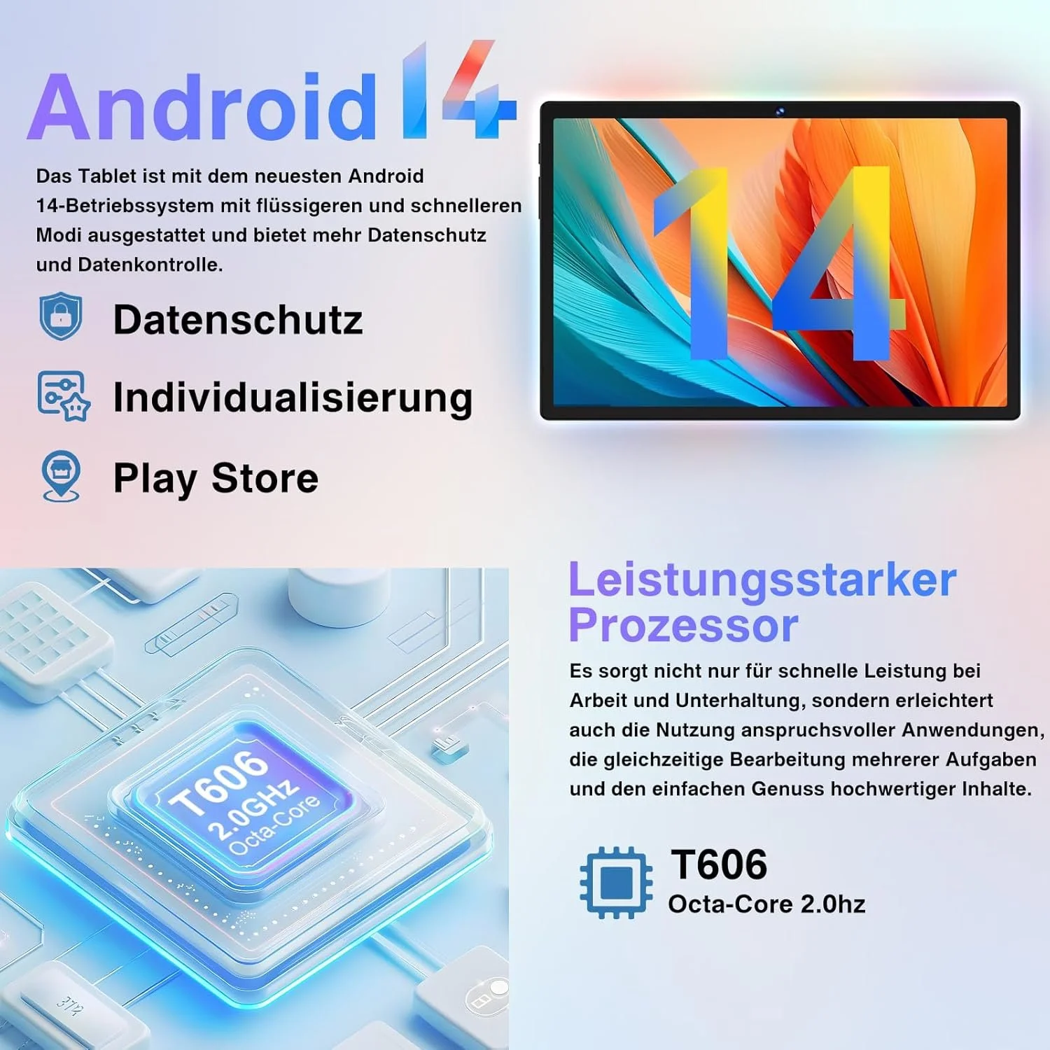 Планшет 10.1" Biegedy B29 6+16/128Gb 8 ядер Android 14 8000 mAh Синій, фото №5