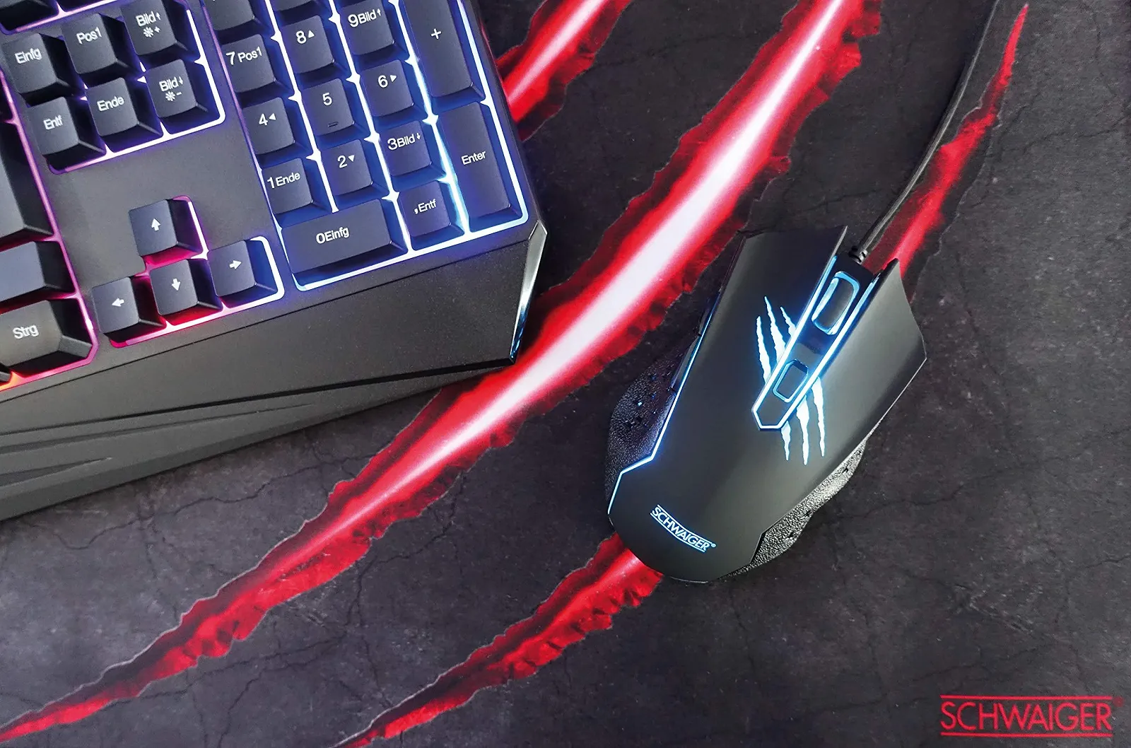 Мышь игровая SCHWAIGER, 6 кнопок, 4 уровня DPI до 3600 DPI, проводная, USB-A, кабель 1,6 м, нескользящая, эргономичная, для ПК, ноутбука, компьютера, Windows, Mac, Linux, Plug & Play, фото №3