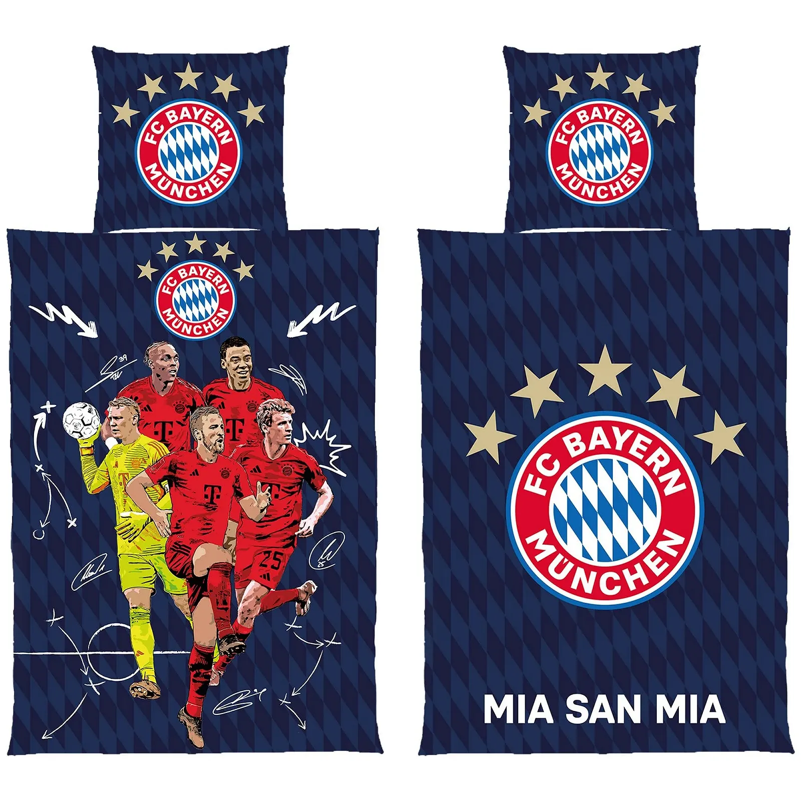 Постельное белье детское FC Bayern München Berni Mascot Allianz Arena 135x200 см 80x80 см 100% хлопок renforcé с молнией, фото №1