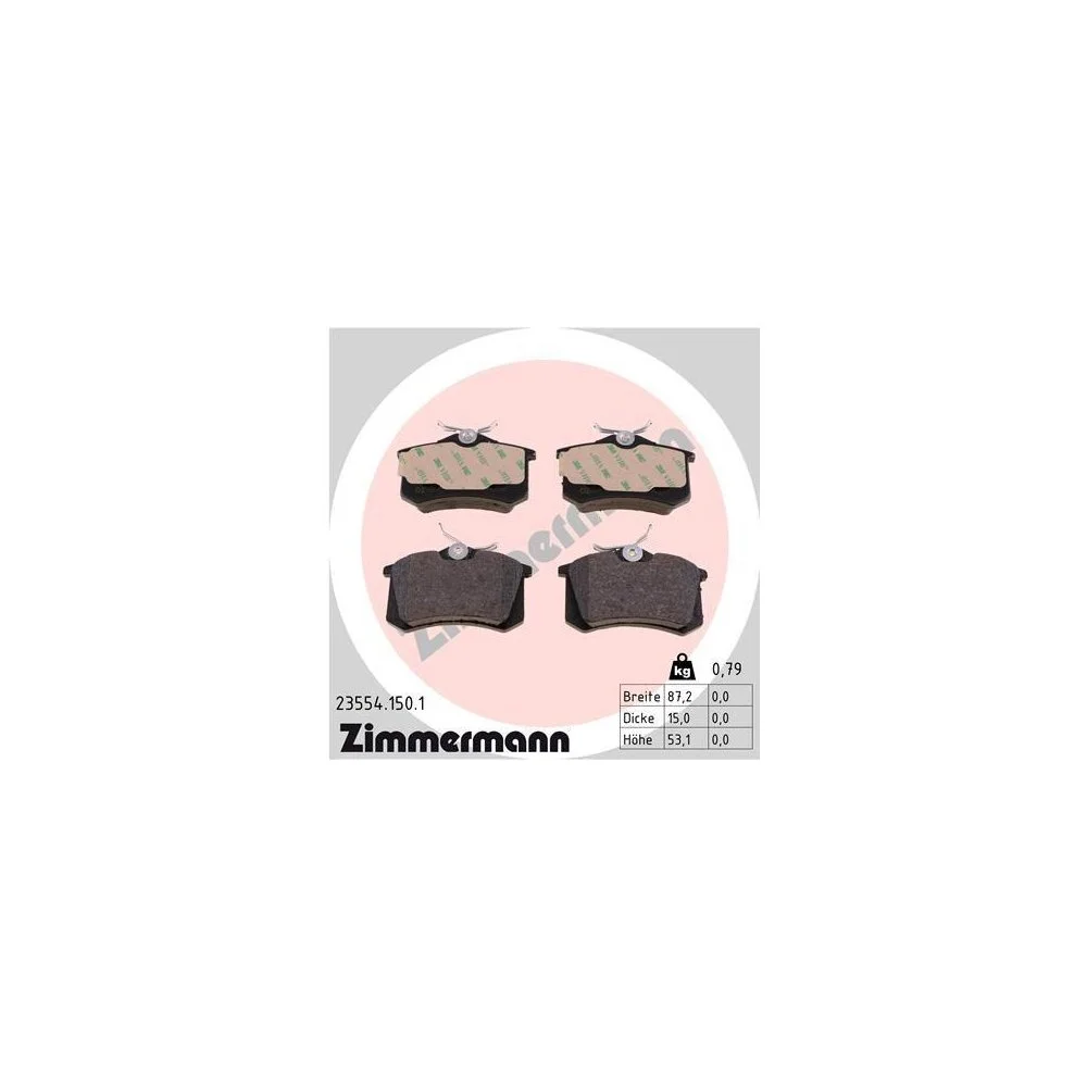Комплект гальмівних колодок дискових ZIMMERMANN 23554.150.1 для VAG CITROËN/PEUGEOT, фото №1
